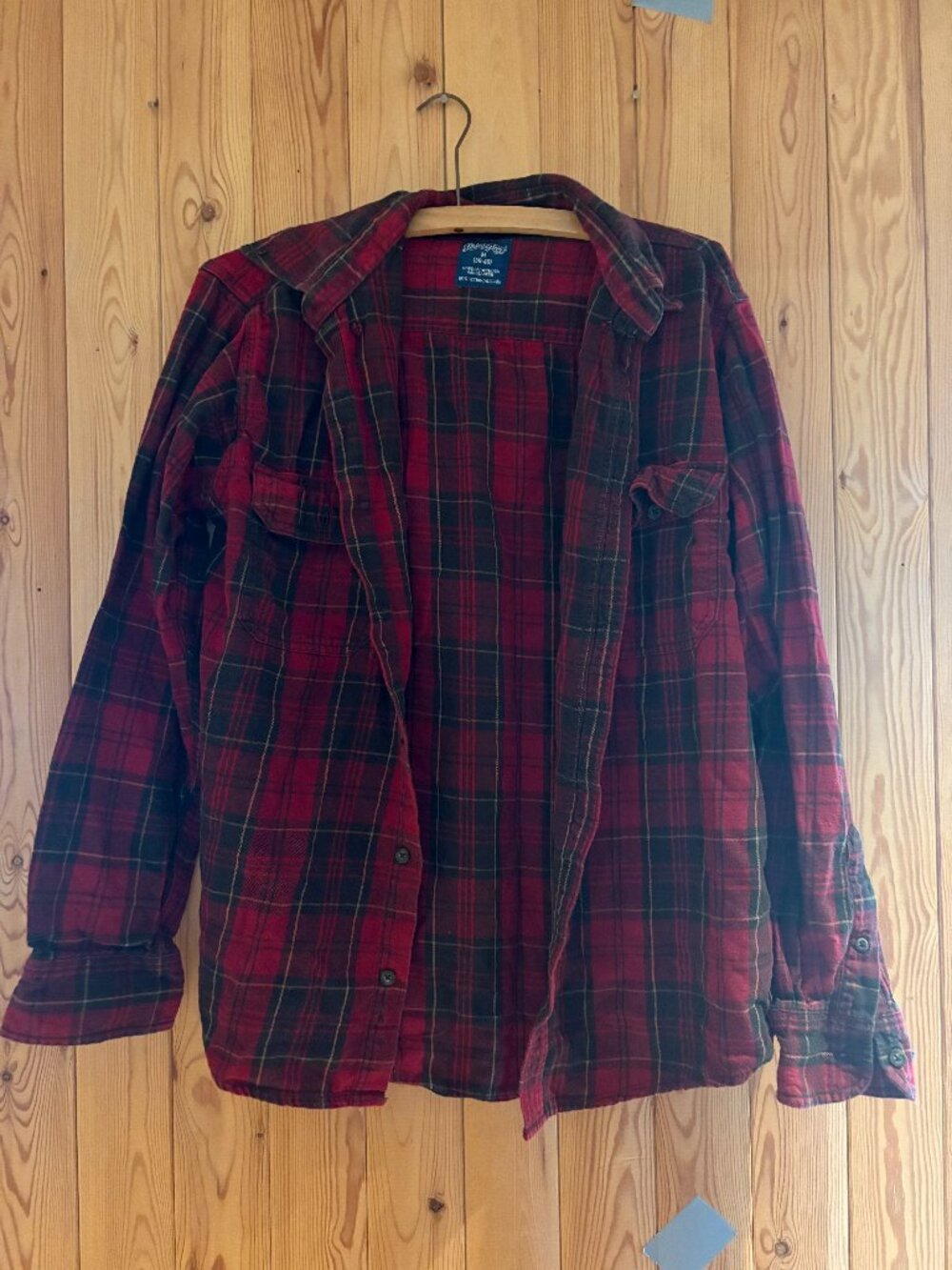 Faded Glory Red and Green Plaid Flannel Button Down Shirt